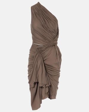 Rick Owens Drkshdw Fog Draped Cutout Cotton Minidress - Brown