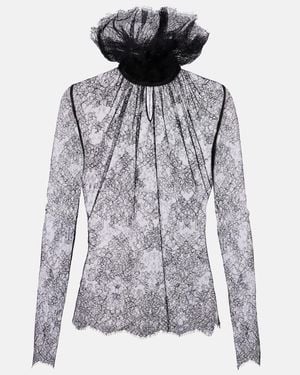 McQueen Floral Lace Top - Black