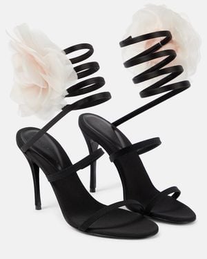 Magda Butrym Floral-Applique Satin Sandals - Black