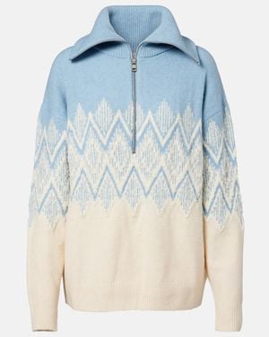 Varley Hedda Jacquard Half-Zip Sweater - Blue