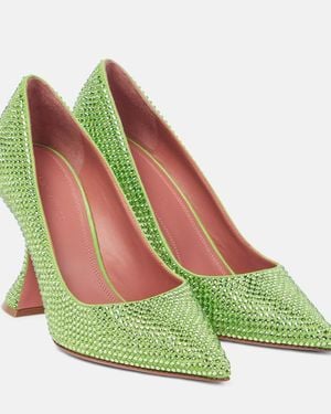 AMINA MUADDI Ami Embellished Leather Court Shoes - Green