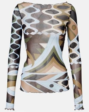 PUCCI Vivara Sheer Tulle Top - Blue