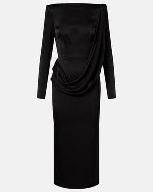 Alex Perry Asymmetric Draped Midi Dress - Black