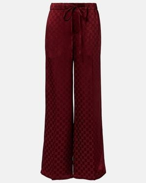 Gucci Gg Satin Wide-Leg Pants - Red