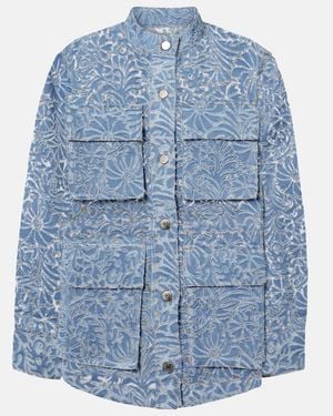 Veronica Beard Lane Floral Denim Jacket - Blue