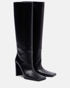 Alaïa Square Leather Knee-High Boots - Black