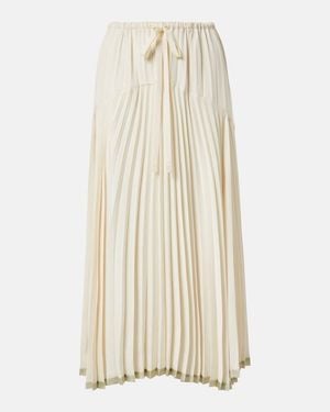 Vince Plisse Tiered Midi Skirt - Natural