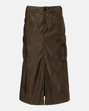 Sacai Falda Midi Cargo Plisada - Verde