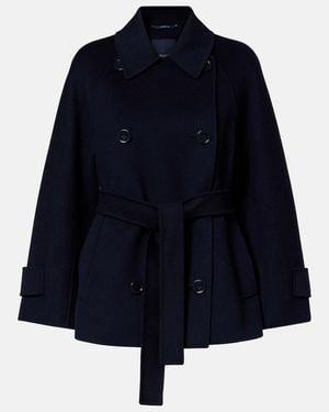 Max Mara Louise Belted Double-Breasted Virgin Wool Jacket - Blue