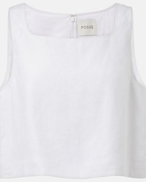 Posse Val Linen Crop Top - White