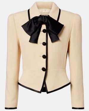 Valentino Bow-Detail Virgin Wool Crepe Jacket - Black
