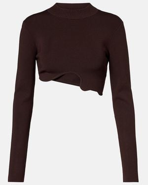 Christopher Esber Asymmetric Knitted Crop Top - Brown