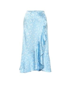 Ganni Stretch-Silk Satin Midi Skirt - Blue