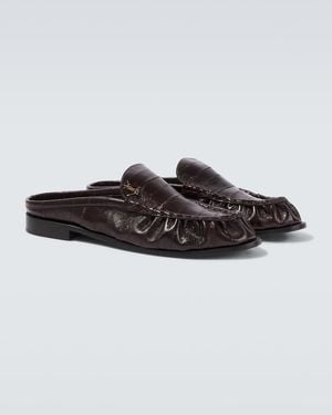 Saint Laurent Le Loafer Eel Leather Mules - Brown