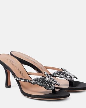 Blumarine Verzierte Pantoletten Butterfly 75 Aus Satin - Schwarz