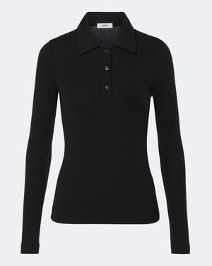 Agolde Polopullover Amos Aus Rippstrick - Schwarz