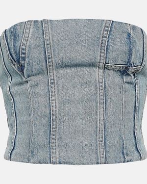 Amiri Ma Paneled Denim Bustier Top - Blue