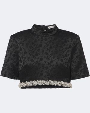 Jonathan Simkhai Jalen Embellished Jacquard Crop Top - Black