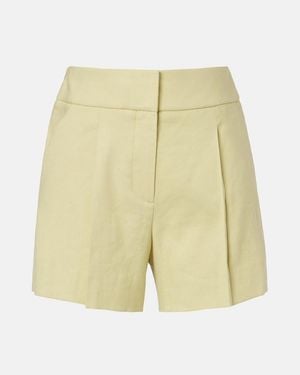 Veronica Beard Haina Linen-Blend Twill Shorts - Yellow