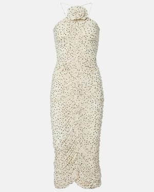 Magda Butrym Floral-Applique Polka-Dot Maxi Dress - White