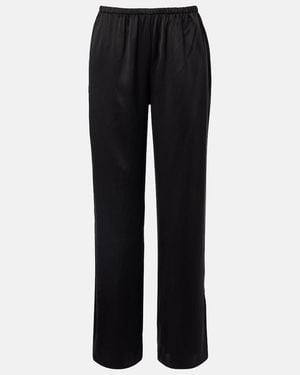 Asceno Loreto Silk Charmeuse Wide-Leg Trousers - Black