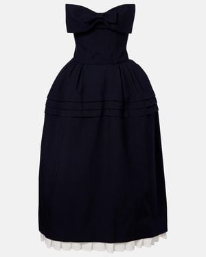 ShuShu/Tong Bow-Detail Wool And Silk Midi Dress - Blue