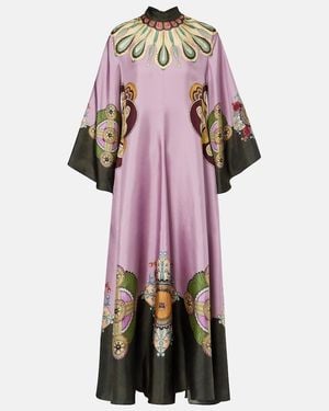 La DoubleJ Magnifico Printed Silk Twill Kaftan - Pink