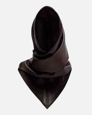 Nour Hammour Draped Leather Hood - Black