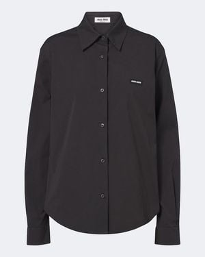 Miu Miu Camisa De Popelin En Mezcla De Algodon - Negro
