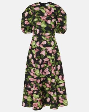 Erdem Floral Matelasse Midi Dress - Green