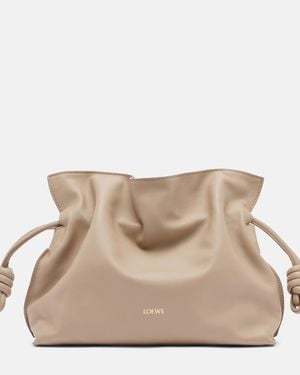Loewe Flamenco Medium Leather Clutch - Natural