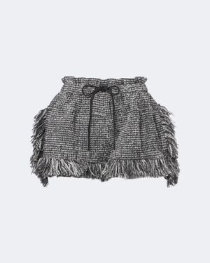 Sacai Fringed Wool-Blend Tweed Shorts - Grey