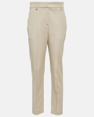 Brunello Cucinelli Cotton-Blend Slim Trousers - Natural