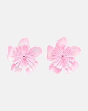 Chloé Pendientes De Clip Florales - Rosa