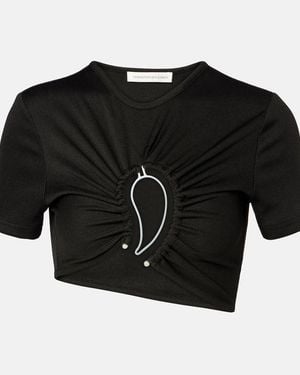 Christopher Esber Paisley Cropped Gathered T-Shirt - Black