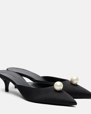 Magda Butrym Faux Pearl Satin Mules - Black