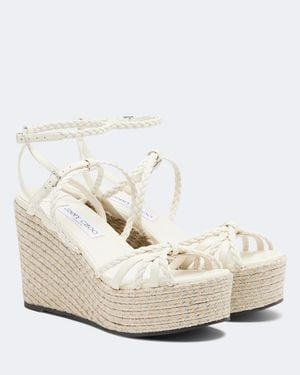 Jimmy Choo Alpargatas Con Cuna Nyra De Piel Trenzada - Blanco