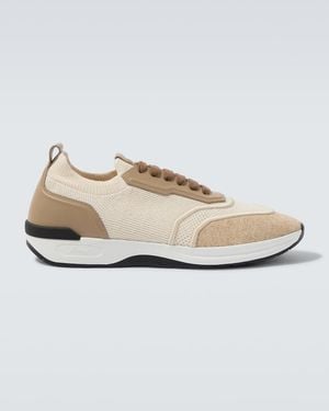 Brioni Leather-Trimmed Trainers - White
