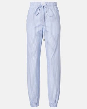 The Attico Striped Cotton Tapered Trousers - Blue