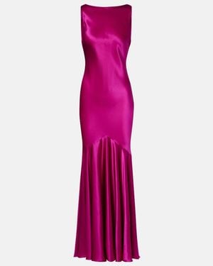 Nina Ricci Open-Back Silk-Blend Satin Maxi Dress - Purple