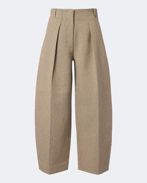 Jacquemus Ovalo Cotton And Wool-Blend Barrel-Leg Trousers - Natural