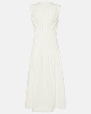 KHAITE Wes Pleated Cotton Poplin Maxi Dress - White