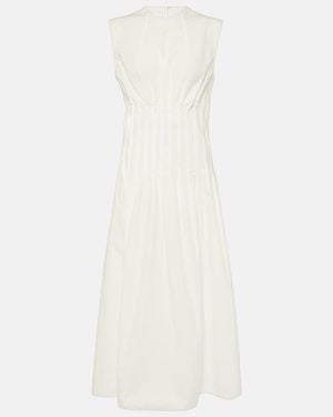 KHAITE Wes Pleated Cotton Poplin Maxi Dress - White