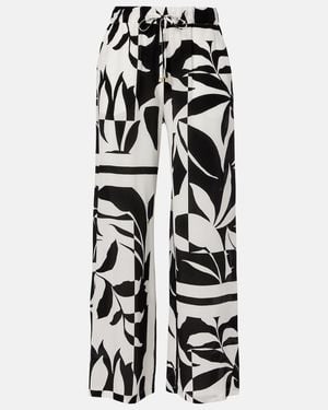 Max Mara Voto Printed Silk Palazzo Trousers - White