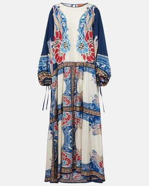 La DoubleJ Vesta Printed Silk Maxi Dress - Blue