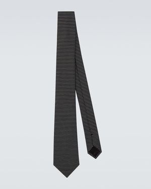 Giorgio Armani Striped Silk Tie - Black