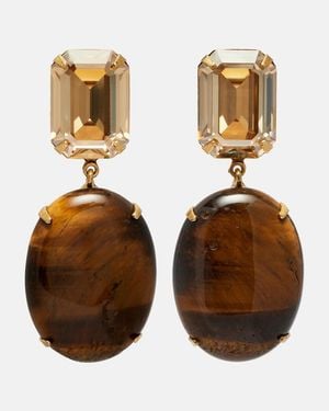Jennifer Behr Xiomara Embellished-Plated Earrings - Brown