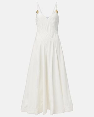 Bottega Veneta Panelled Cotton-Blend Midi Dress - White