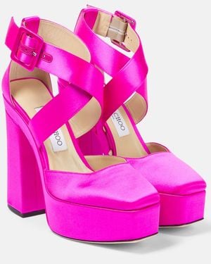 Jimmy Choo Plateau-Pumps Gaia Aus Satin - Pink