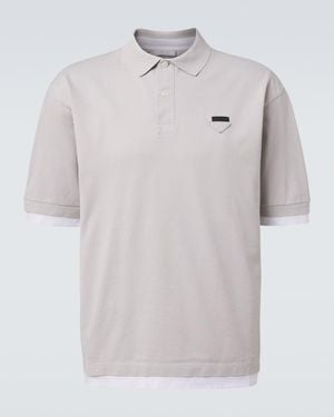 Prada Polohemd Aus Baumwoll-Pique - Weiß